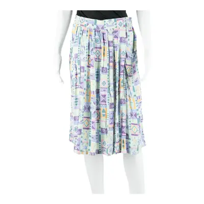 JUST IN Knee Length Straight Skirt Purple 90s Viscose Crazy Pattern Womens S