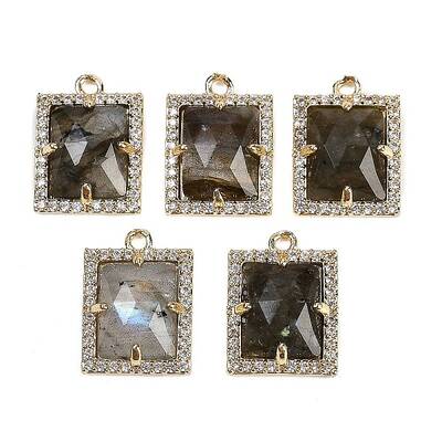 Natural Labradorite Faceted Rectangle Pendants