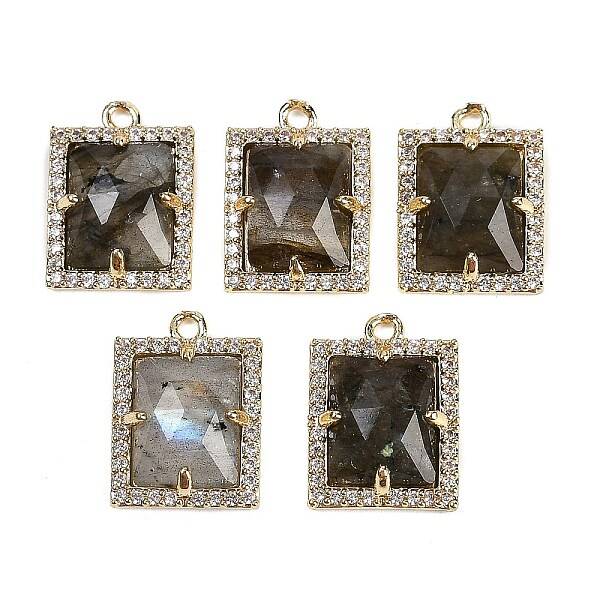 Natural Labradorite Faceted Rectangle Pendants