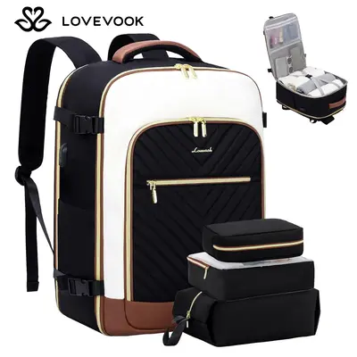 LOVEVOOK Travel Backpack for Women Fits 17.3 Laptop , Personal Item Travel Bag With 3 Packing Cubes, Large Travel Backpack Ca...