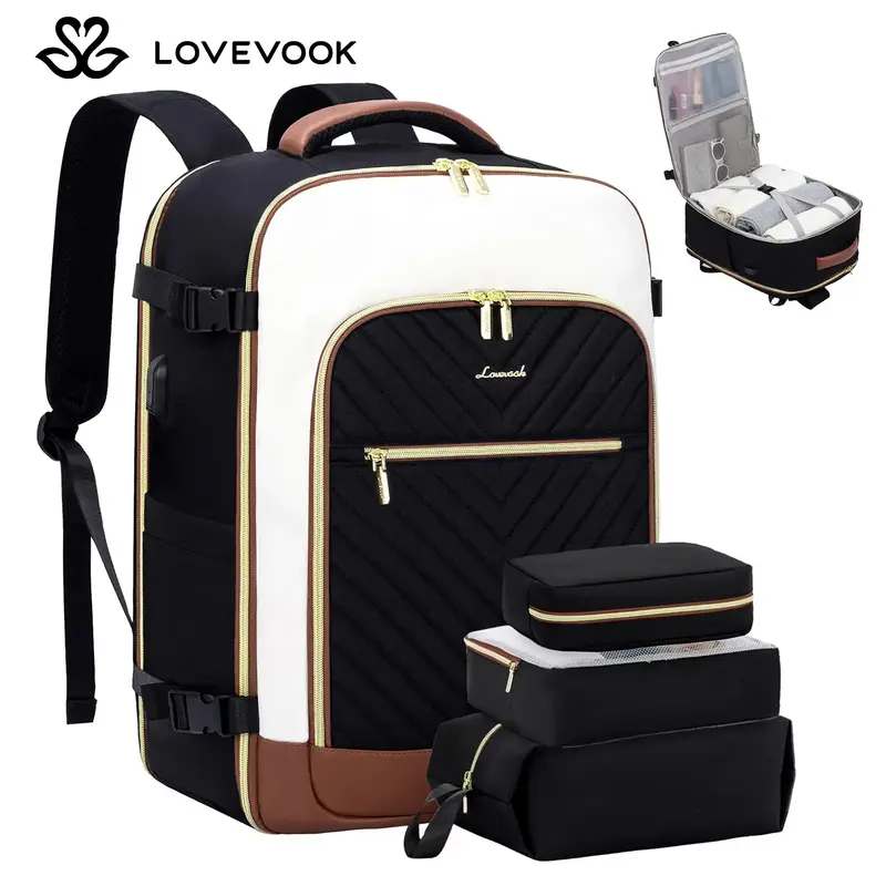 LOVEVOOK Travel Backpack for Women Fits 17.3 Laptop , Personal Item Travel Bag With 3 Packing Cubes, Large Travel Backpack Ca...