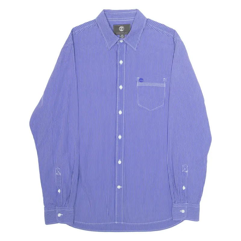 TIMBERLAND Regular Fit Mens Shirt Blue Striped Long Sleeve M