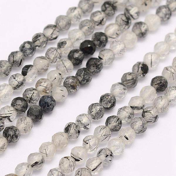 Natural Black Rutilated Quartz Beads Strands