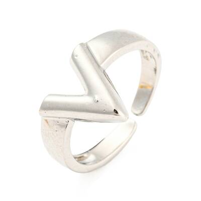 Hollow V-Shaped Brass Open Cuff Rings