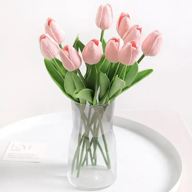 Easter Decor Artificial Tulip without Vase, 10pcs Faux Long Stem Decorative Tulip for Flower Arrangement Vase Filler, Artific...