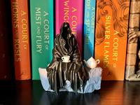Spill the Tea Bookshelf Decor - Seated Hooded Ghost Figurine with Tea Cup and Tea Pot - 3D Printed Bookshelf Decor - Full Col...
