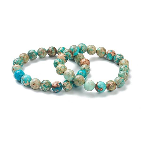 Synthetic Shoushan Stone Beaded Stretch Bracelets