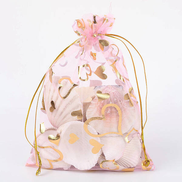 Heart Printed Organza Bags