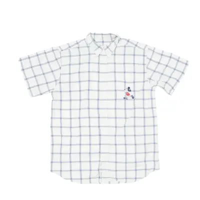 DISNEY Donaldson Mickey Mouse Shirt Cream Check Short Sleeve Boys 12 Years