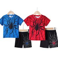 Ready Stock 4-7Y Kid Toddler Boys Clothes Summer Spider Print Short Sleeve T-shirt Elastic Shorts 2Pcs Casual Outfits GS12231...