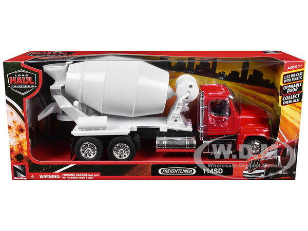 Freightliner 114SD Cement Mixer Red and White Long Haul Truckers Series 1/32 Diecast Model by New Ray