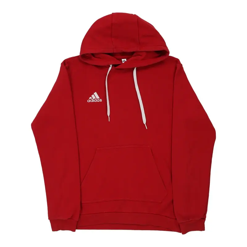 Adidas Hoodie - Medium Red Cotton Blend