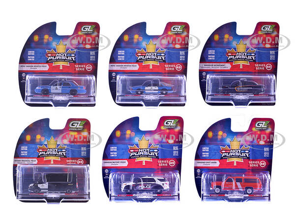 Hot Pursuit - Canada Special Edition Set of 6 Police Cars 1/64 Diecast Model Cars by Greenlight