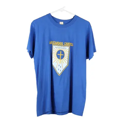 Lakewood Chapel Screen Stars T-Shirt - Large Blue Cotton Blend