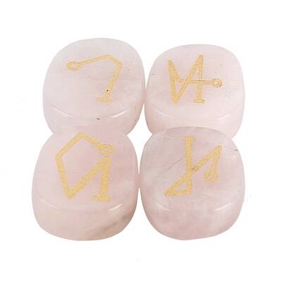 4Pcs Natural Rose Quartz Constellation Engraved Stone
