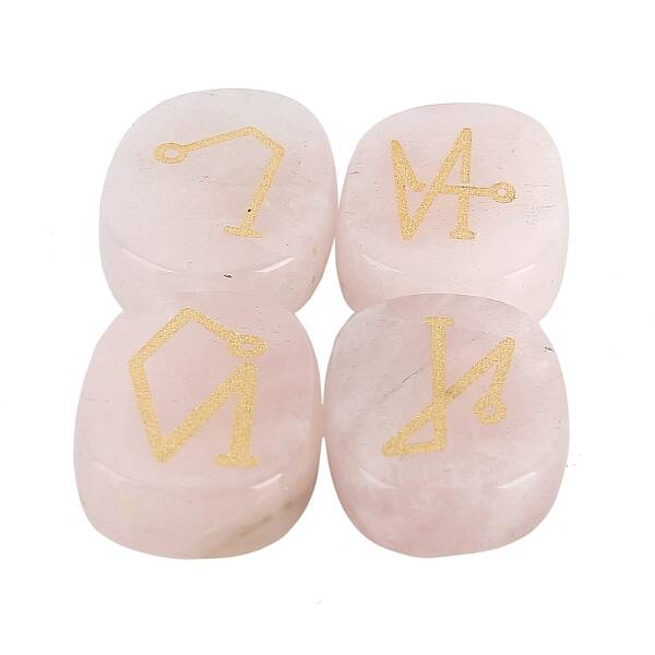 4Pcs Natural Rose Quartz Constellation Engraved Stone