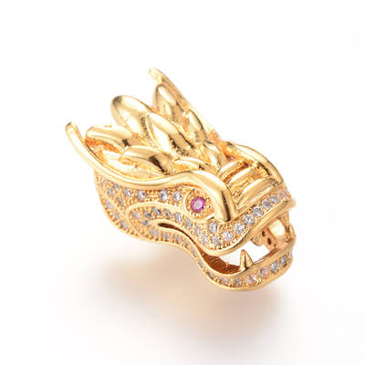 Brass Micro Pave Cubic Zirconia Beads