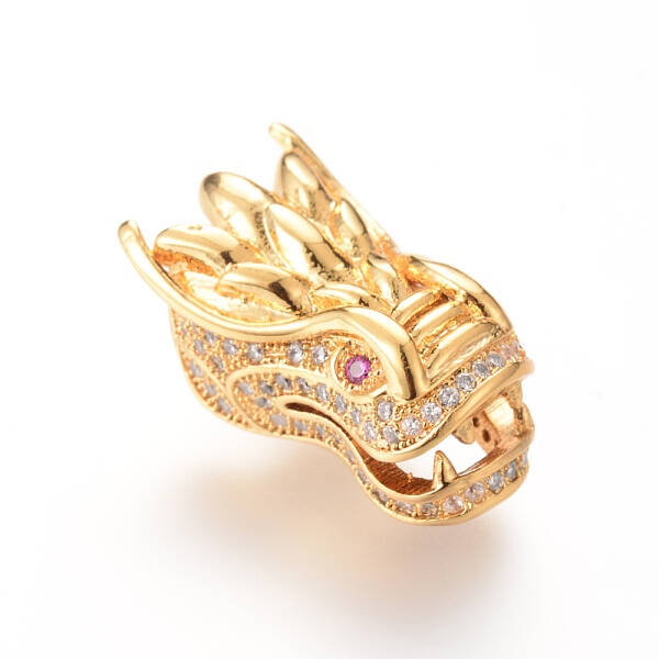 Brass Micro Pave Cubic Zirconia Beads