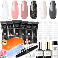 [Final Pre-Tariff Price!]Modelones 13Pcs Poly Nail Extension Gel Kit, 6 Colors 15g Builder Extension Gel with Mini Nail Lamp ...