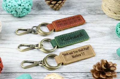 Custom Leather Keychain , Real Leather, Same Day Shipping, Free Shipping US