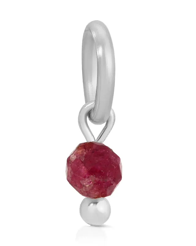 One Love Birthstone Charms | Metal Color: Silver | Month/Gemstone: July - Ruby