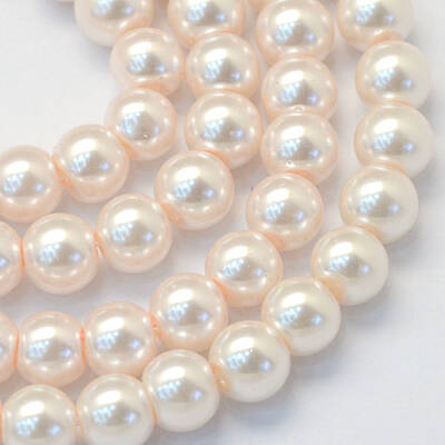 Baking Painted Pearlized Glass Pearl Round Bead Strands