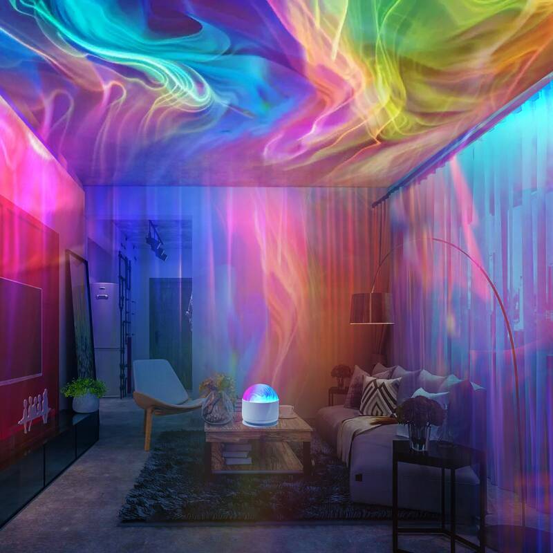 Aurora & Water Ripple 2 Counts of Shades Projector Light, USB LED Dynamic Ambient 16 Color Changing w/ Remote, Bathroom
