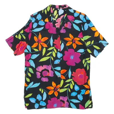 Shirt Black Floral Short Sleeve Womens M