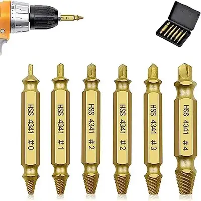 1 Set Damaged Screw Extractor Kit, Damaged & Stripped Screw Extractor Set, Hassle-Free Broken Bolt Extractor and Screw Remove...