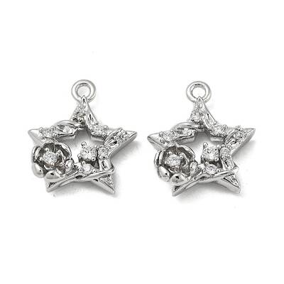 Brass Micro Pave Clear Cubic Zirconia Charms