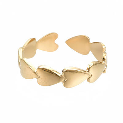 304 Stainless Steel Heart Wrap Open Cuff Ring