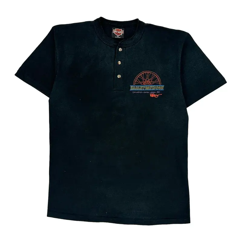Daytona Bike Week 1997 Harley Davidson Graphic T-Shirt - Medium Black Cotton