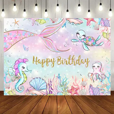Aperturee Mermaid Benthos Birthday Backdrop For Girl