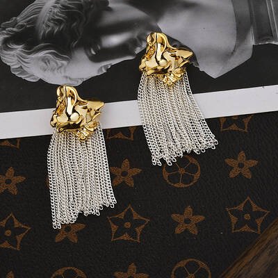 Irregular Tassel Brass Stud Earrings