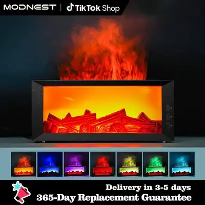 300ml Colorful Fireplace Flame 3-in-1 Purifier&Night Light&Humidifiers For Bedroom and Office.Ultrasonic Aromatherapy Essenti...