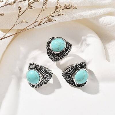 Synthetic Turquoise Adjustable Rings