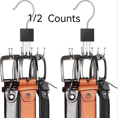 Belt Hanger, 1/2 Counts 360° Rotating Belt Hanger, Durable Belt Storage Rack, Home Organizer for Belts, Scarves, Ties, Tank ...