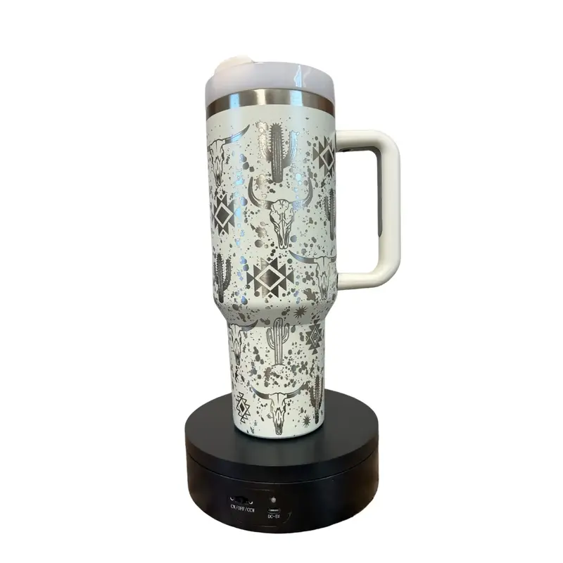 Western Splatter Engraved 40 oz Double Insulated Stainless Steel Tumbler with Lid Lavender Color Portable Personalized Drinkw...