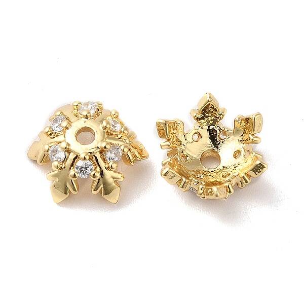Brass Micro Pave Cubic Zirconia Bead Cap