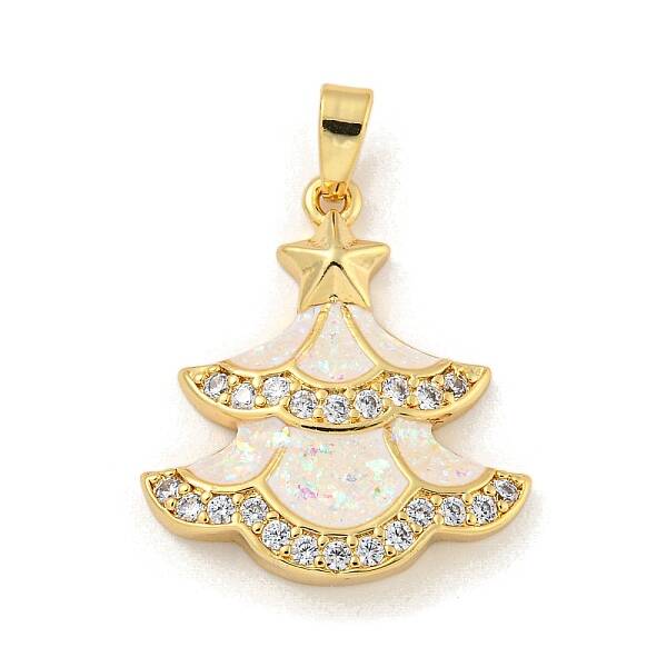 Christmas Brass Micro Pave Cubic Zirconia Pendant