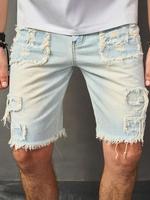 Men's Solid Color Ripped Denim Shorts, Casual Comfy Short Jeans for Summer, Fashion Men's Bottoms for Daily Wear, Cotton, Rip...