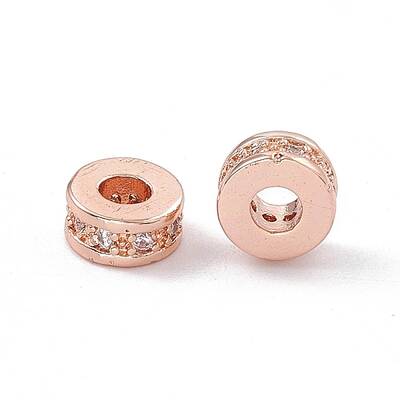 Brass Micro Pave Cubic Zirconia Beads