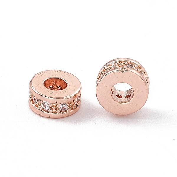 Brass Micro Pave Cubic Zirconia Beads