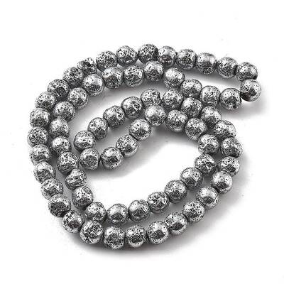 Electroplated Natural Lava Rock Beads Strands