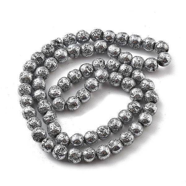 Electroplated Natural Lava Rock Beads Strands