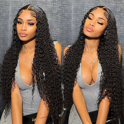 Ashimary Deep Wave 13x4 HD Transparent lace Front Human Hair Wigs