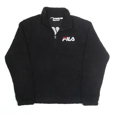 FILA Sports Fleece Black 1/4 Zip Womens UK 16