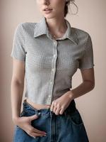 Women's Gingham Print Button Front Cardigan, Casual Short Sleeve Collared Top for Daily Wear, Ladies Clothes for All Seasons,...