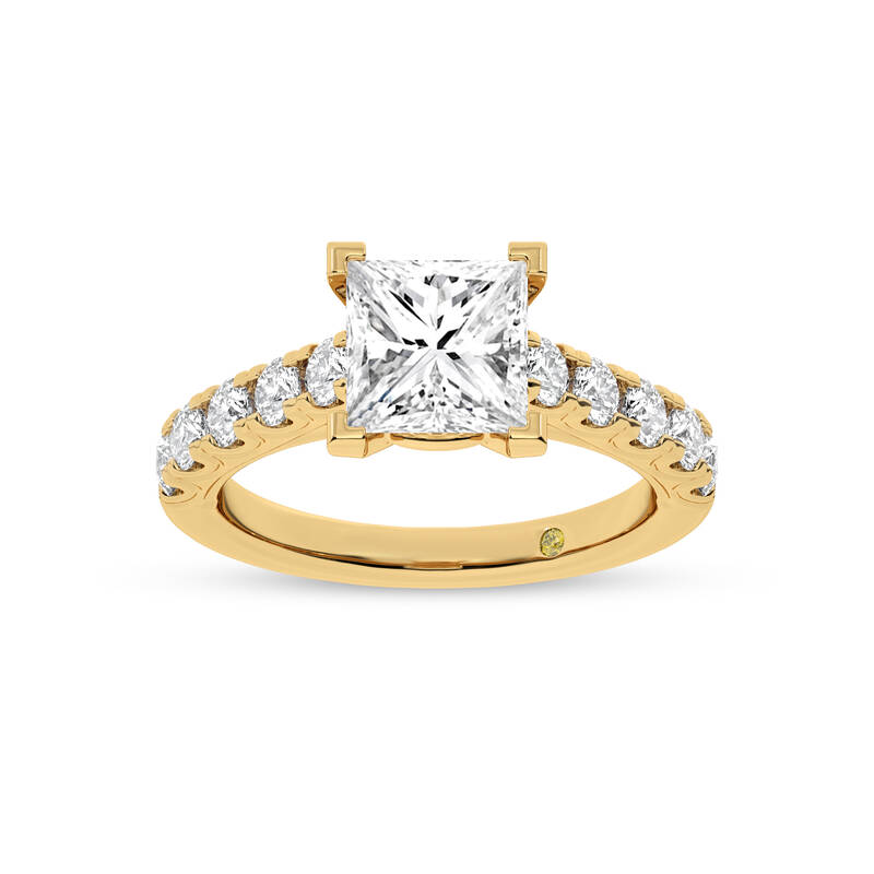 Reno Pavé Set Princess Cut Lab Grown Cathedral Diamond Engagement Ring | Yellow Gold 1 7/8 - 5 1/6 CT. TW.
