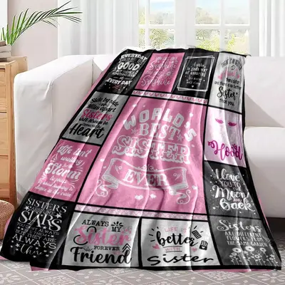 Letter Pattern Plush Blankets, 1/2 Counts Soft Warm Throw Blanket, Air-conditioned Room Receiving Blanket, Warm Nap Blanket f...